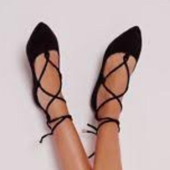 Gap black suede lace up flats - Picture 2 of 3